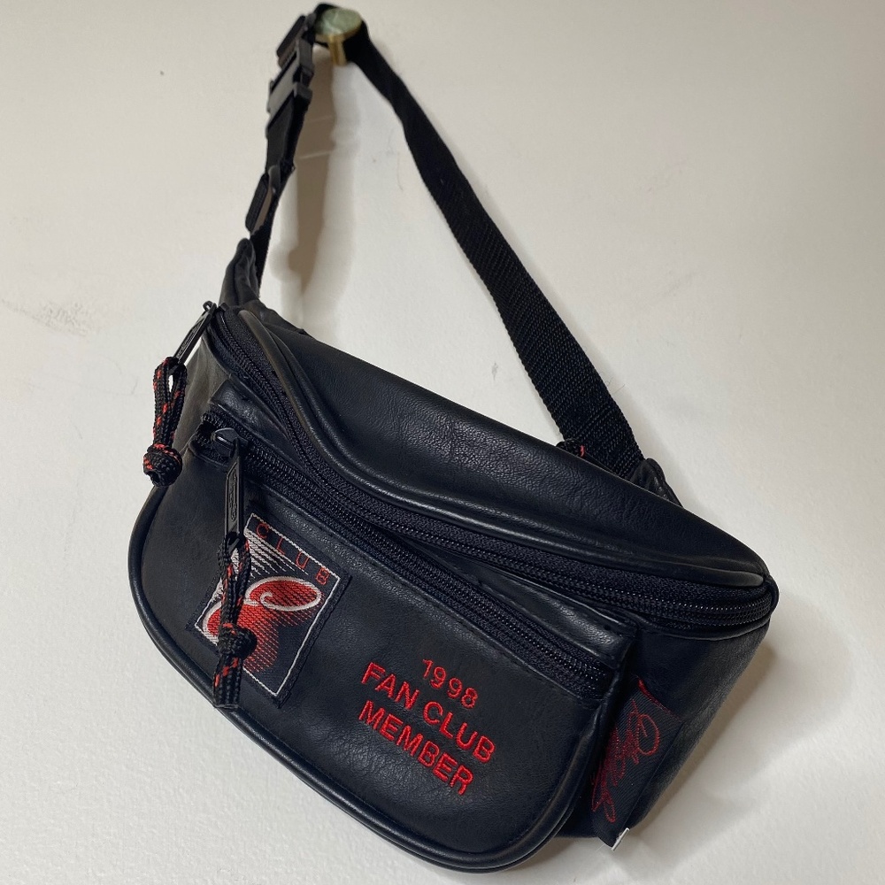 VINTAGE DALE EARNHARDT Black Faux Leather Embroidered 1998 Fan Club Fanny Pack